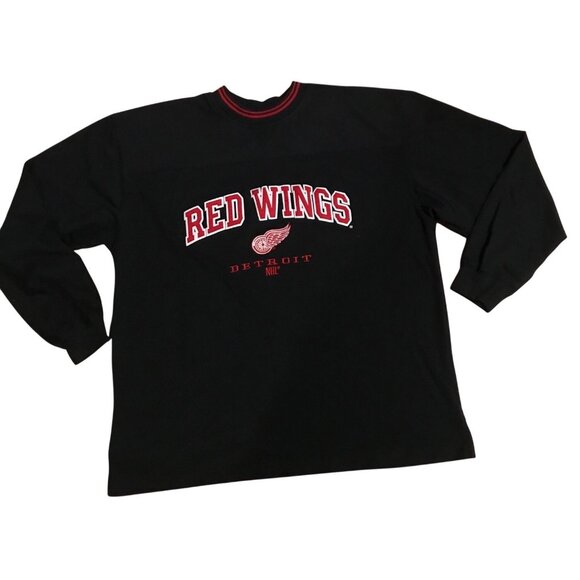 Vtg Detroit Red Wings Lee Sport Sweatshirt XL Black Red NHL Hockey - Picture 1 of 8
